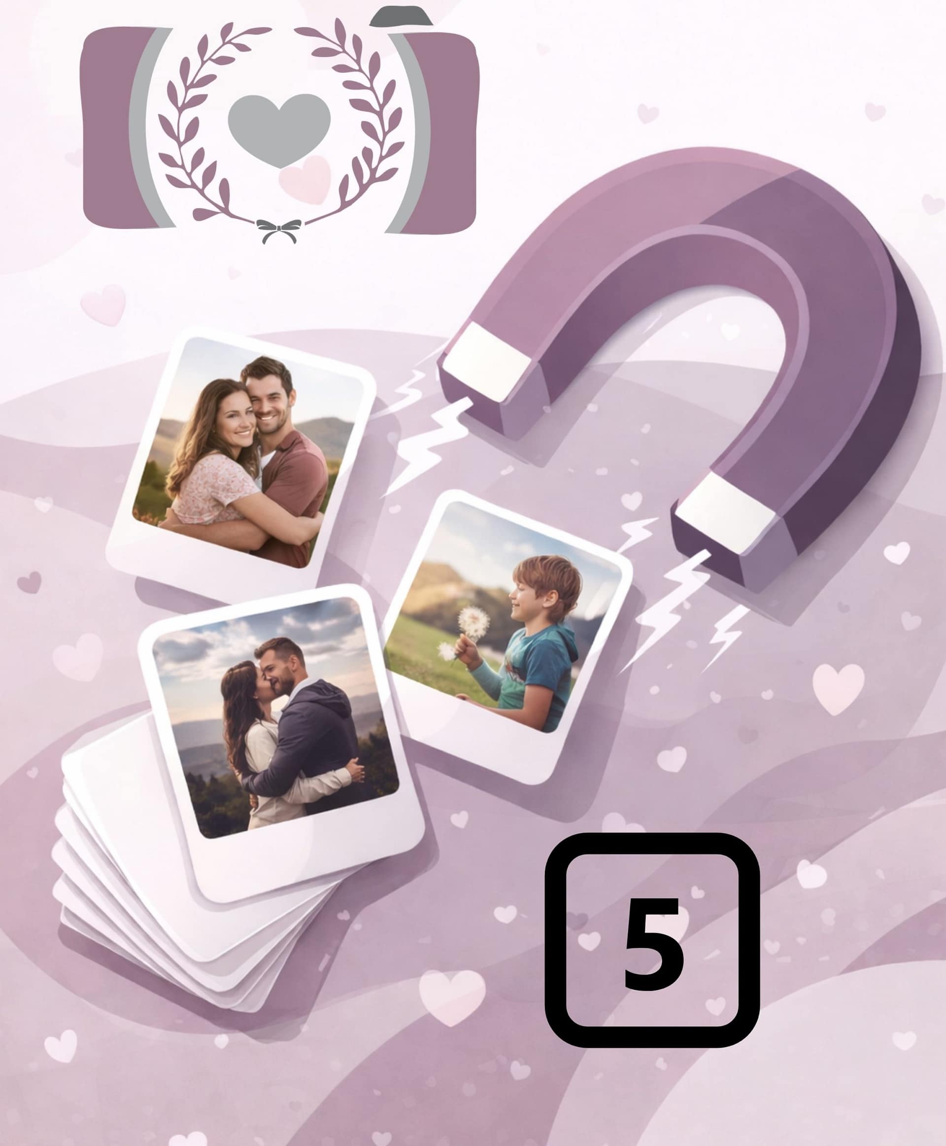 b) Magnets Photos - Lot de 5