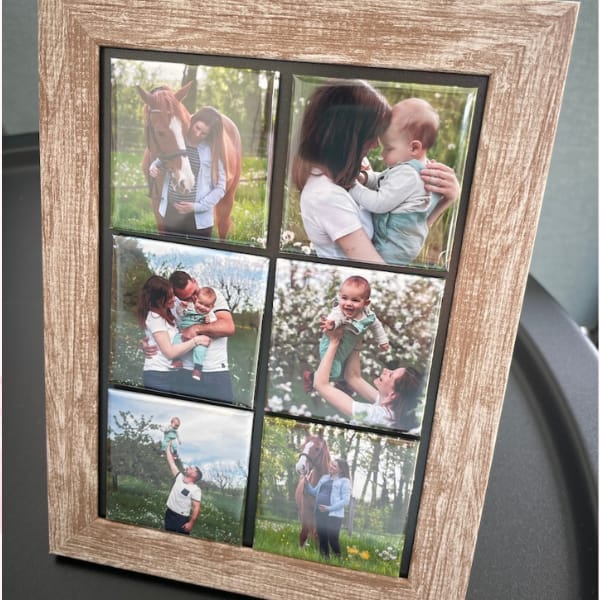 Lot de 6 magnets et cadre bois magnétique 13x18cm